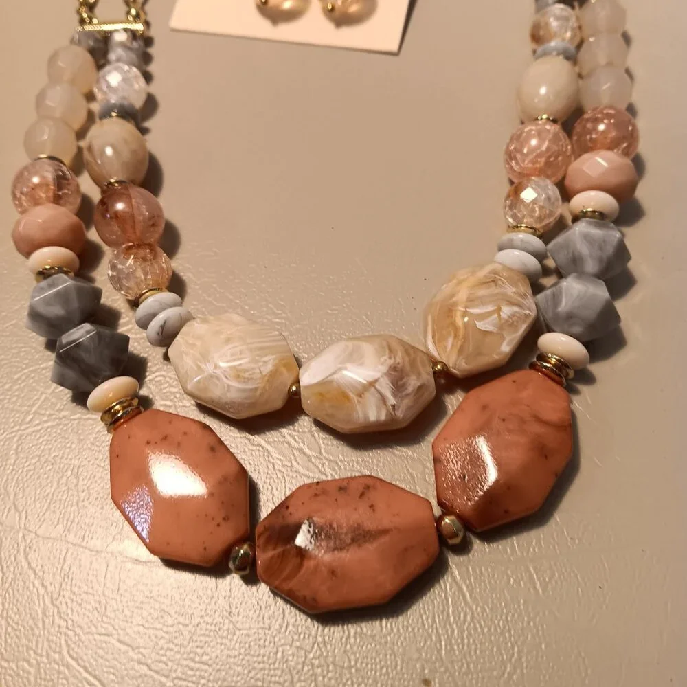 Ava Renee women's matching set multi-color multi-layer necklace & earrings - NWT